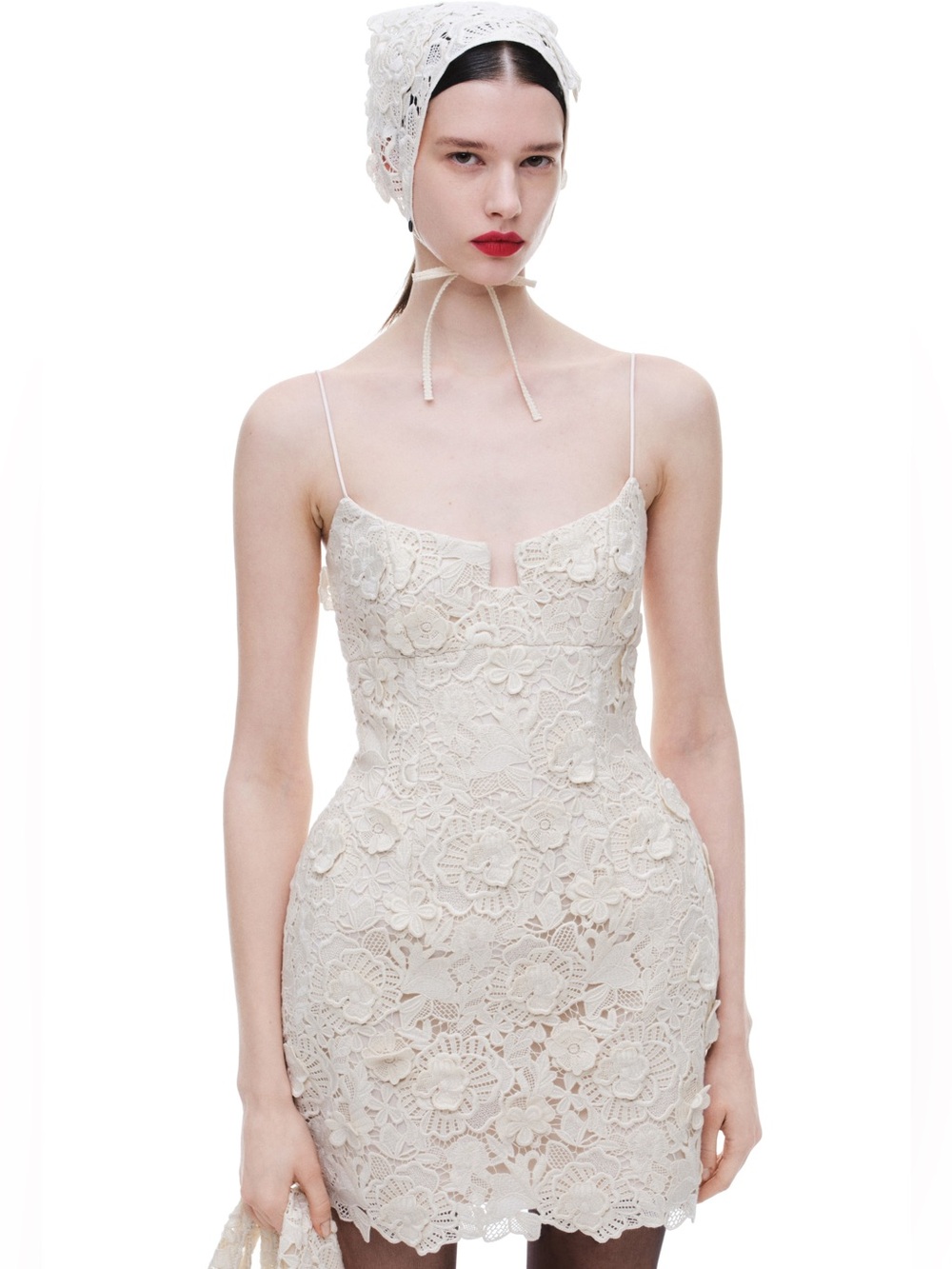 Magda Butrym Cream Floral Lace Mini Dress
